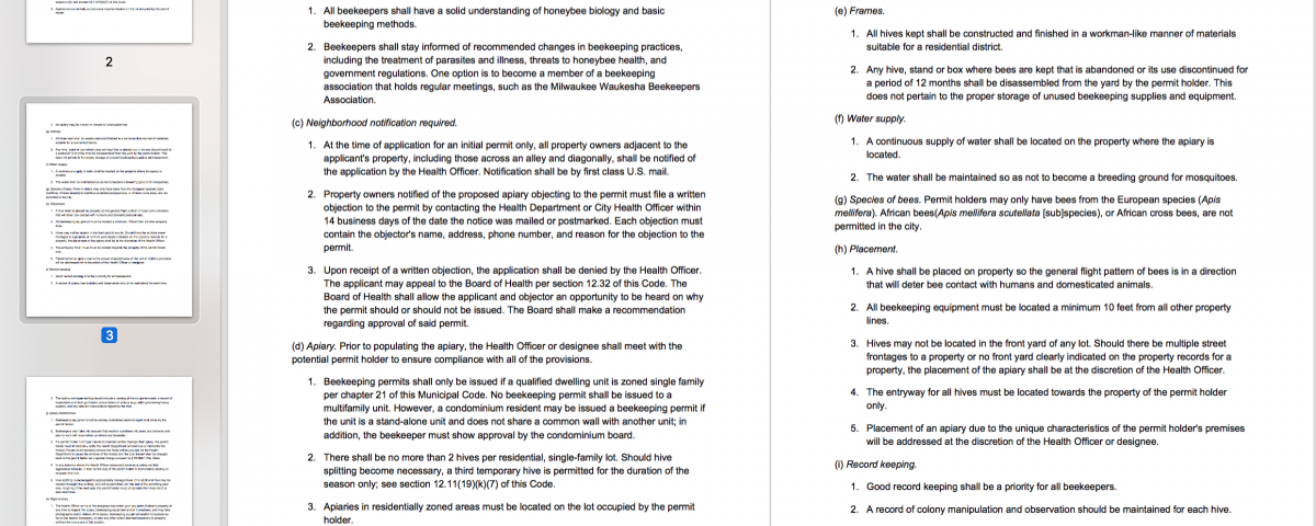 sample beekeeping ordinance city code example